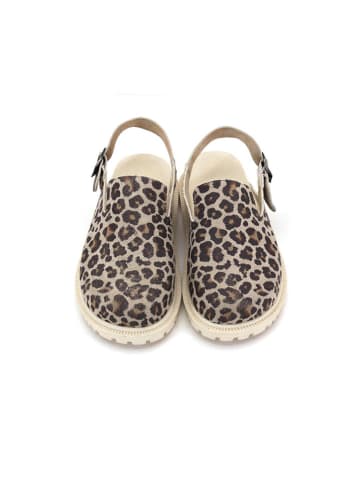 Goby Leren clogs beige/bruin