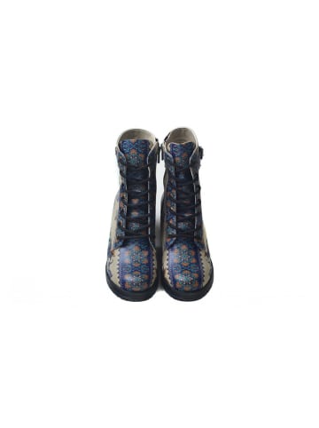 Goby Stiefeletten in Creme/ Blau