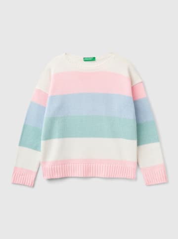 Benetton Sweter w kolorze jasnoróżowo-turkusowym