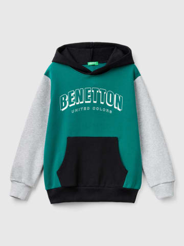 Benetton Hoodie in Türkis/ Dunkelblau/ Grau