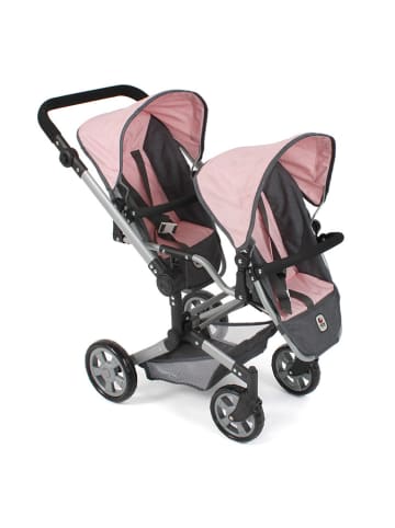 Bayer CHIC 2000 Tandem-Puppenwagen "Linus Duo" in Anthrazit/ Rosa - ab 3 Jahren