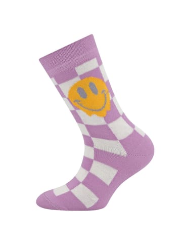 ewers 2er-Set: Socken "Karo/ Smile" in Dunkelblau/ Lila