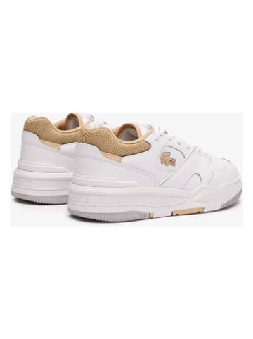 Lacoste Skórzane sneakersy w kolorze biało-pomarańczowym