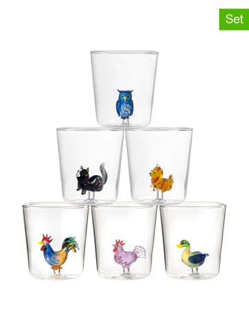 Onlylux Szklanki (6 szt.) "Pet Friends - Mix 1" ze wzorem - wys. 9,3 cm