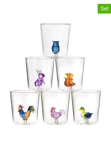 Onlylux Szklanki (6 szt.) "Pet Friends - Mix 2" ze wzorem - wys. 9,3 cm