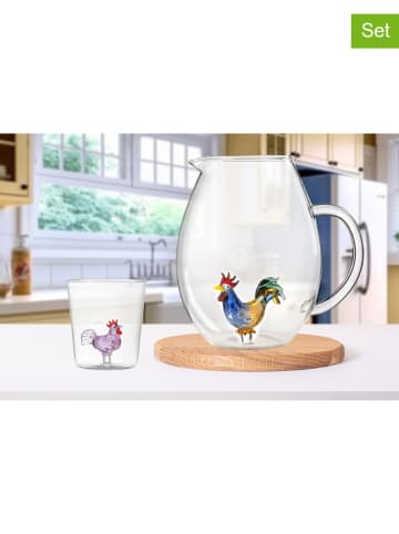 Onlylux Szklanki (6 szt.) "Pet Friends - Mix 3" ze wzorem - wys. 9,3 cm