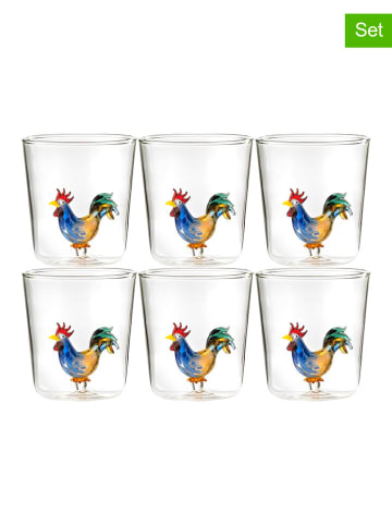 Onlylux 6-delige set: glazen "Pet Friends" meerkleurig - (H)9,3 cm