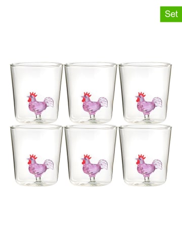 Onlylux 6er-Set: Gläser ''Pet Friends'' in Pink - (H)9,3 cm