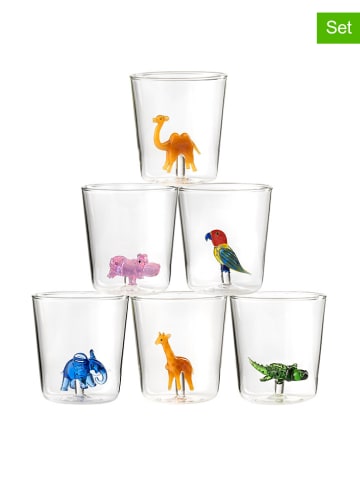 Onlylux Szklanki (6 szt.) "Savana Family - Mix 1" ze wzorem - wys. 9,3 cm