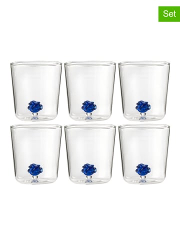 Onlylux 6-delige set: glazen "Nodo dell’Amore'' blauw - (H)9,3 cm