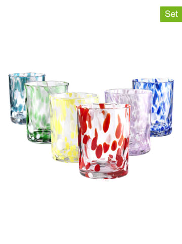 Onlylux 6-delige set: glazen "Carnaval'' meerkleurig - (H)10 cm