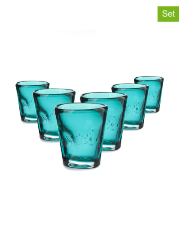 Onlylux 6-delige set: likeurglazen "Eolo" turquoise - (H)6,5 cm