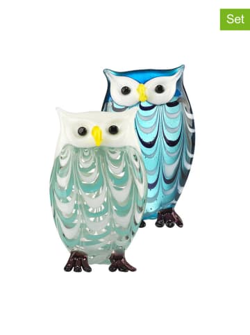 Onlylux Figurki dekoracyjne (2 szt.) "Bubo" w kolorze błękitnym