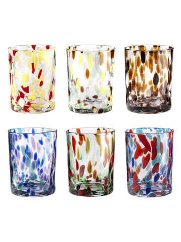 Onlylux 6-delige set: glazen "Banderoles" meerkleurig - (H)10 cm