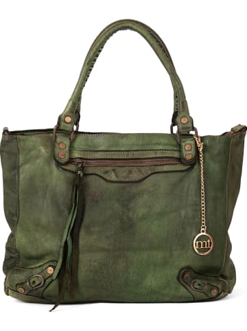 Mia Tomazzi Leder-Schultertasche "Comasina" in Grün - (B)35 x (H)30 x (T)9 cm
