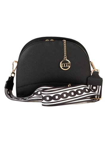 Mia Tomazzi Leder-Umhängetasche "Marghera" in Schwarz - (B)26 x (H)20 x (T)8 cm