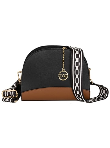 Mia Tomazzi Leder-Umhängetasche in Schwarz/ Cognac - (B)26 x (H)20 x (T)8 cm