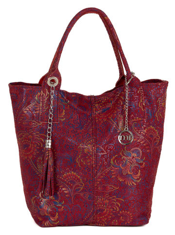 Mia Tomazzi Leder-Schultertasche "Liberazione" in Bordeaux - (B)30 x (H)35 x (T)18 cm