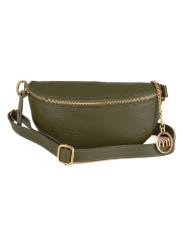Mia Tomazzi Leder-Brustbeutel ''Perugino'' in Grün - (B)23 x (H)13 x (T)2 cm