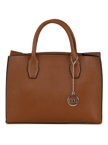 Mia Tomazzi Leder-Henkeltasche "Lovanio" in Hellbraun - (B)32 x (H)25 x (T)14 cm