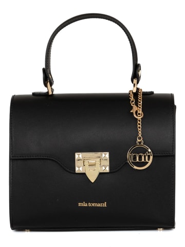 Mia Tomazzi Leder-Henkeltasche "Cignoli" in Schwarz - (B)25 x (H)20 x (T)11 cm