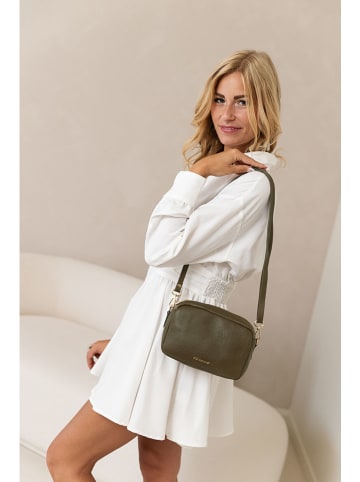 Mia Tomazzi Leder-Umhängetasche ''Astolfo'' in Khaki - (B)23 x (H)16 x (T)11 cm
