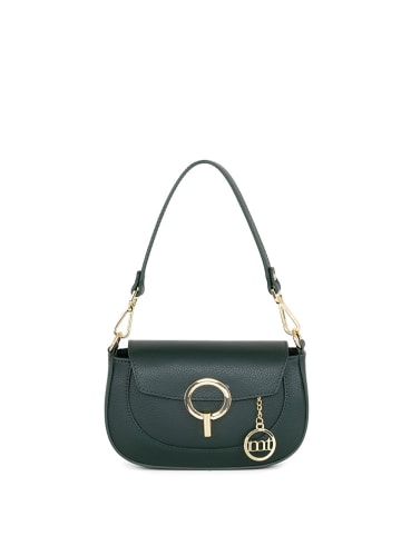 Mia Tomazzi Leder-Schultertasche "Ceresio" in Dunkelgrün - (B)22 x (H)14 x (T)4 cm