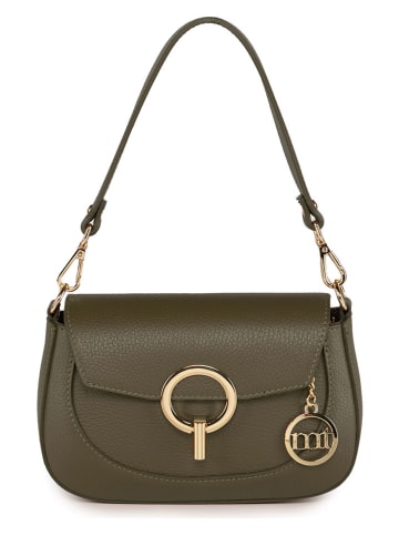 Mia Tomazzi Skórzana torebka "Ceresio" w kolorze khaki - 22 x 14 x 4,5 cm