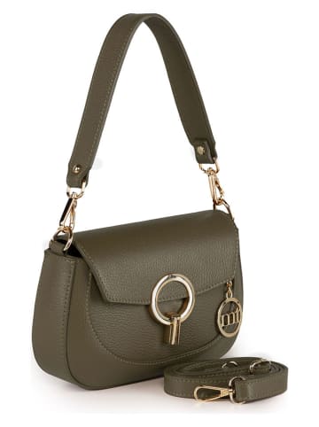 Mia Tomazzi Skórzana torebka "Ceresio" w kolorze khaki - 22 x 14 x 4,5 cm