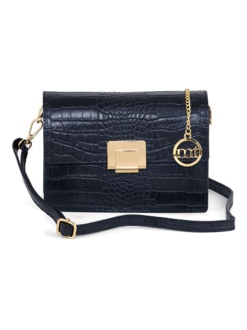 Mia Tomazzi Leren schoudertas ''Velletri'' donkerblauw - (B)22 x (H)16 x (D)9 cm