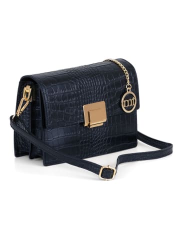 Mia Tomazzi Leder-Umhängetasche ''Velletri'' in Dunkelblau - (B)22 x (H)16 x (T)9 cm