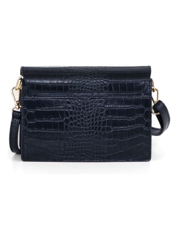 Mia Tomazzi Leren schoudertas ''Velletri'' donkerblauw - (B)22 x (H)16 x (D)9 cm