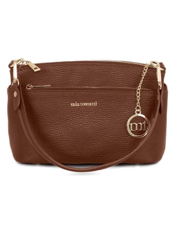 Mia Tomazzi Leder-Henkeltasche "Bardolino" in Braun - (L)25 x (B)13 x (H)17 cm
