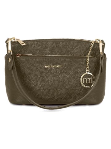 Mia Tomazzi Leder-Umhängetasche ''Bardolino'' in Khaki - (B)33 x (H)15,5 x (T)15 cm