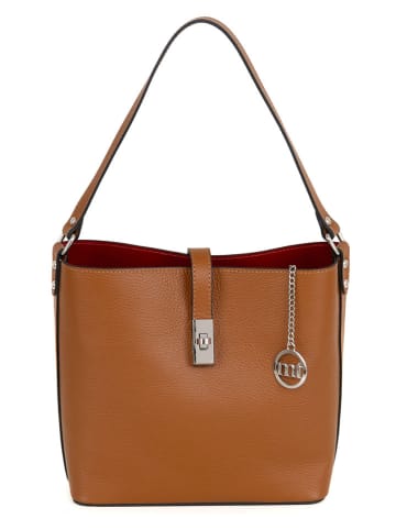 Mia Tomazzi Leder-Schultertasche ''Cannobio'' in Hellbraun - (B)25 x (H)24 x (T)11 cm