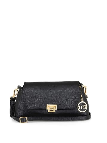 Mia Tomazzi Leder-Umhängetasche "Berbera" in Schwarz - (B)27 x (H)16 x (T)8 cm