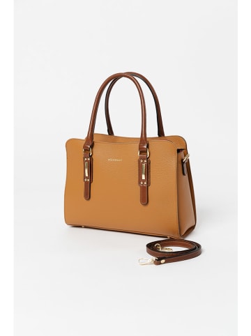 Mia Tomazzi Leder-Henkeltasche in Hellbraun - (B)34 x (H)25 x (T)12 cm