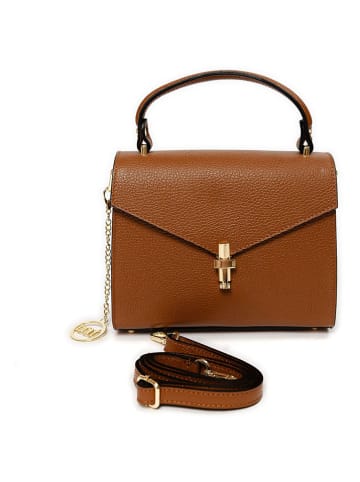 Mia Tomazzi Leder-Umhängetasche ''Barzini'' in Hellbraun - (B)27 x (H)16 x (T)8 cm
