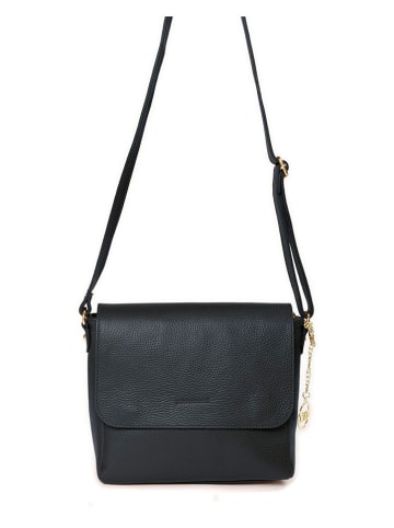 Mia Tomazzi Leder-Umhängetasche ''Zanzur'' in Schwarz - (B)25 x (H)24 x (T)9 cm