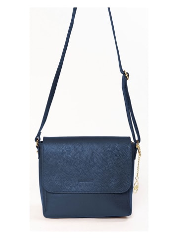 Mia Tomazzi Leder-Umhängetasche ''Zanzur'' in Blau - (B)25 x (H)24 x (T)9 cm