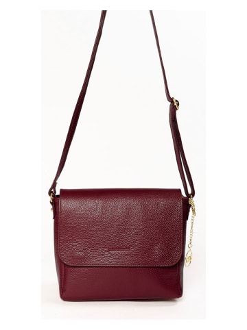 Mia Tomazzi Leder-Umhängetasche ''Zanzur'' in Bordeaux - (B)25 x (H)24 x (T)9 cm