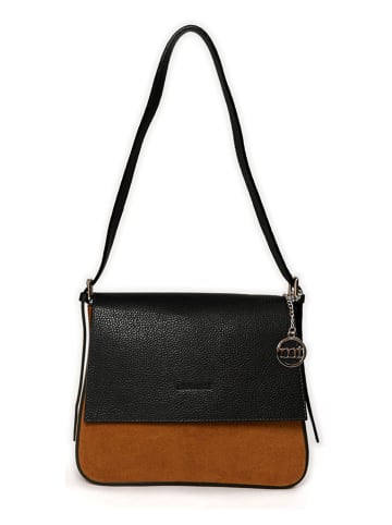 Mia Tomazzi Leder-Umhängetasche ''Viminale'' in Schwarz/ Braun - (B)30 x (H)24 x (T)8 cm