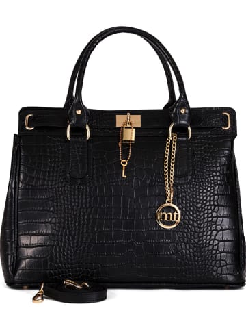 Mia Tomazzi Leder-Henkeltasche "Rezia" in Schwarz - (B)36 x (H)28 x (T)18 cm