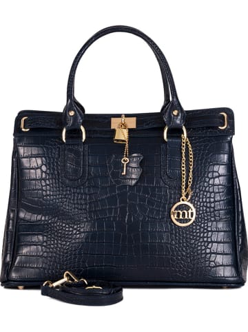Mia Tomazzi Leder-Henkeltasche "Rezia" in Dunkelblau - (B)36 x (H)28 x (T)18 cm