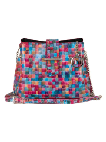 Mia Tomazzi Leder-Umhängetasche "Cipria" in Bunt - (B)21 x (H)17 x (T)10 cm
