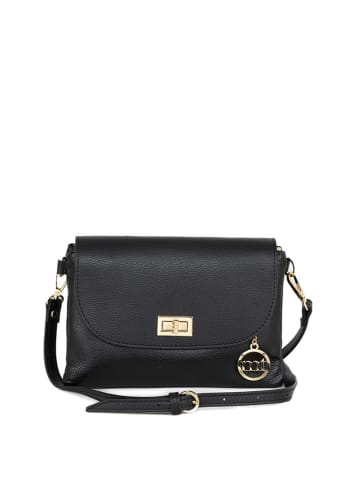 Mia Tomazzi Leder-Umhängetasche "Masaniello" in Schwarz - (B)25 x (H)19 x (T)2 cm