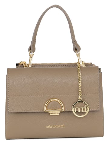 Mia Tomazzi Leder-Umhängetasche ''Berlese'' in Beige - (B)21 x (H)16 x (T)3 cm