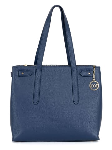 Mia Tomazzi Skórzana torebka "Fioravanti" w kolorze niebieskim - 33 x 28 x 11 cm