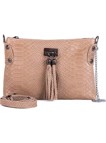 Mia Tomazzi Leder-Umhängetasche "Navigli" in Beige - (B)22 x (H)15 x (T)4 cm