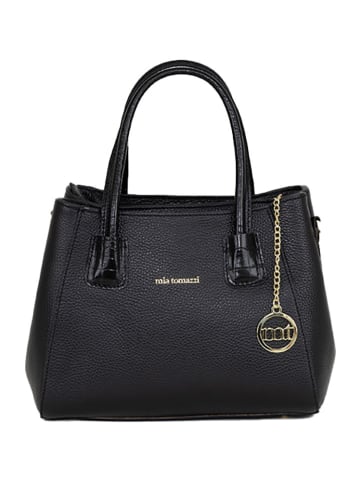 Mia Tomazzi Leder-Henkeltasche "Conchetta" in Schwarz - (B)28 x (H)11 x (T)15 cm